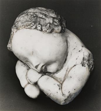 (CONSTANTIN BRÂNCUSI) Three photographs featuring his sculptures titled Portrait of George, Endless Column, and Head.